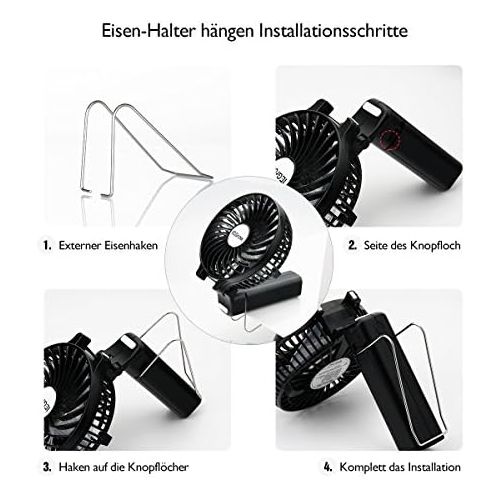  [아마존 핫딜]  [아마존핫딜]IEGrow iEGrow USB Ventilator Leise Mini Handventilator Ventilatoren Luefter mit Batterie Farbe (Schwarz)