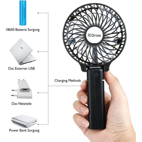  [아마존 핫딜]  [아마존핫딜]IEGrow iEGrow USB Ventilator Leise Mini Handventilator Ventilatoren Luefter mit Batterie Farbe (Schwarz)