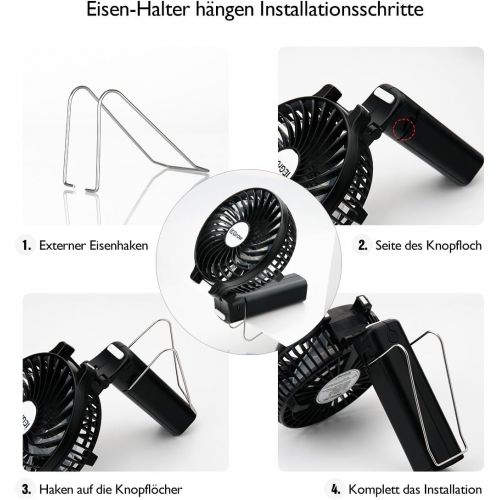  [아마존 핫딜]  [아마존핫딜]IEGrow iEGrow USB Ventilator Leise Mini Handventilator Ventilatoren Luefter mit Batterie Farbe (Schwarz)