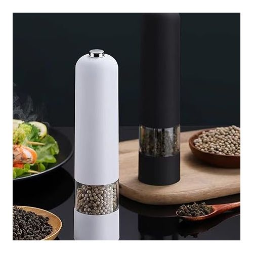  iFCOW Electric Pepper Grinder, 2 Set Electric Grinder Battery Operated Automatic Salt and Pepper Mill One Hand Operation