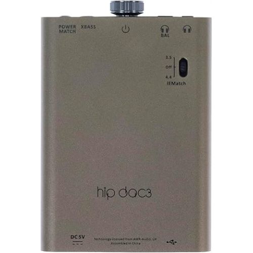  iFi hip-dac3 - Portable Hi-Res DAC/Headphone Amp - True Balanced Circuit, 400mW Output, Dual USB-C, PCM 384kHz/DSD256/MQA Decoding, XBass Analog Enhancement, PowerMatch, iEMatch & up to 12hrs Playtime