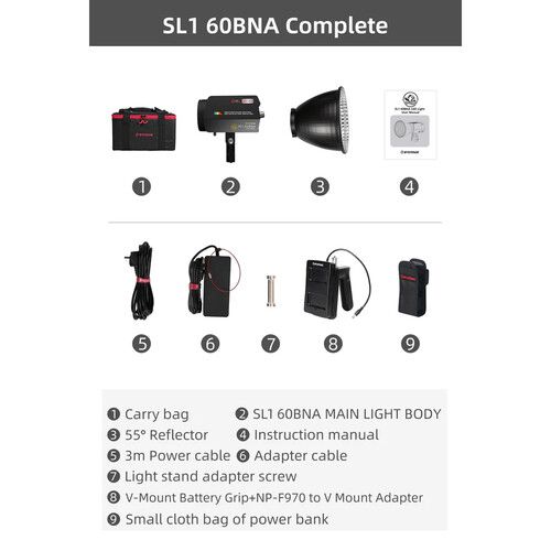  iFootage SL1 60BNA Bi-Color LED Monolight (Complete Kit)