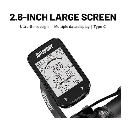  iGPSPORT BSC100S Bike Computer GPS with 2.6 inch Screen,ANT+ Cycling Computer Wireless Waterproof IPX7 Bike Speedometer and Odometer, ANT+/BLE5.0 Sensors and 40 Hours Battery Life