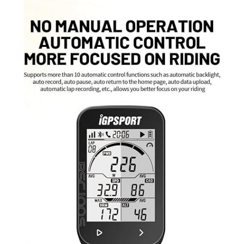  iGPSPORT BSC100S Bike Computer GPS with 2.6 inch Screen,ANT+ Cycling Computer Wireless Waterproof IPX7 Bike Speedometer and Odometer, ANT+/BLE5.0 Sensors and 40 Hours Battery Life