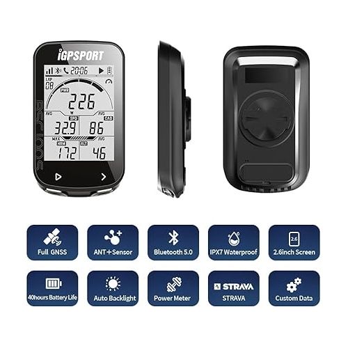  iGPSPORT BSC100S Bike Computer GPS with 2.6 inch Screen,ANT+ Cycling Computer Wireless Waterproof IPX7 Bike Speedometer and Odometer, ANT+/BLE5.0 Sensors and 40 Hours Battery Life