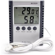 iKKEGOL Digital Indoor Outdoor in/Out Wall Mount Monitor Sensor LCD Temperature Thermometer Hygrometer Humidity Meter with Probe Cable