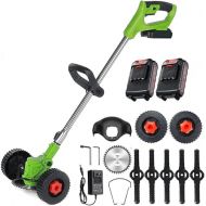 Cordless Grass Trimmer Weed Wacker: 24V Power Grass Trimmer Lawn Edger with 2.0Ah Li-Ion Battery, Adjustable Height Weed Eater Tool for Garden and Yard Red