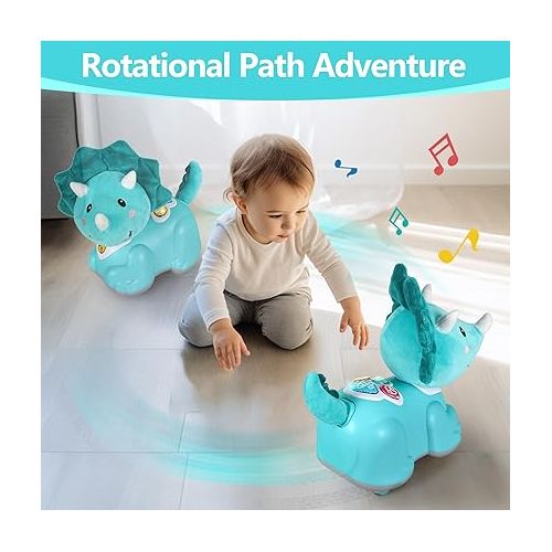  iPlay, iLearn Baby Toys 6-12 Months, Crawling Toys for 6-9 Month Boys, Infant Tumny Time for 12-18 Month, Dinosaur Musical Light Toy for Ages 0-2, Toddler Toy Age 1-2, 1 Year Old Boy 1st Birthday Gift