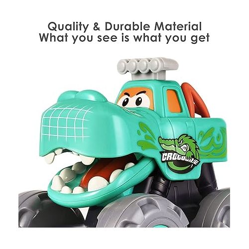  iPlay, iLearn Toddler Monster Truck Toys, Baby Cars for 1 2 3 Year Old Boy, BigWheels Play Vehicles, Pull Back, Friction Powered, Push Go Animal Car, Cool Birthday Gifts for 12 18 24 Month Kids Girls