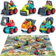 iPlay, iLearn Toddler Construction Toy Trucks, Baby Mini Push Go Cars W/Playmat, Kid Pocket Construction Vehicle, Little Excavator Dump Bulldozer, Birthday Gifts for 6 9 12 18 Month 1 2 3 Year Old Boy