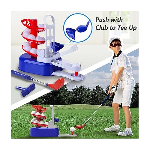  iPlay, iLearn Kids Golf Toys Set W/Left & Right Club Head, Indoor Outdoor Sport Toy, Training Golf Balls & Club Equipment, Active Exercise Gifts for 3 4 5 6 7 8 Year Olds Boys Toddler Child Girls