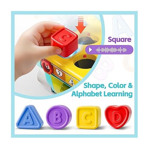  iPlay, iLearn Toddler Musical Workbench Toys for One Year Old Boys, Baby Pretend Play Tool Set, Infant Shape Sorter Activities, Kids Pounding Game, 1st Birthday Gift for 12 18 24 Month Girls Age 1 2 3