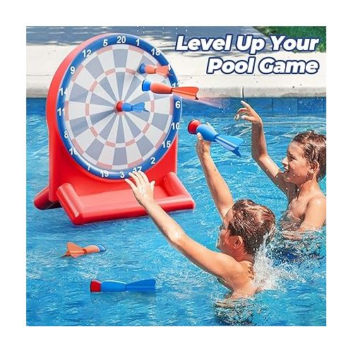  iPlay, iLearn Kids Swimming Pool Toys, Inflatable Floating Dart Board Water Game, Toddler Indoor Outdoor Yard Playset, Cool Summer Family Party Birthday Gift 3 4 5 6 7 8 10 12 Years Old Boys Girl Teen