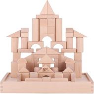 iPlay, iLearn Kid Wooden Building Block Set, Toddler Natural Wood Block Montessori Learning Toy, Large Hardwood Stacking Brick Castle Unit, Preschool Classroom Gift 2 3 4 5 6 8 Year Old Boy Girl Child