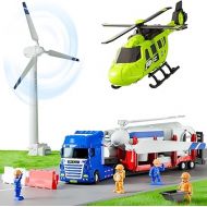 iPlay, iLearn Kids Construction Toys, Toddler Play Vehicle Set W/Trailer Truck, Helicoptor, Wind up Windmill, STEM Engineer Learning Educational Cool Toy, Birthday Gifts 3 4 5 6 7 Year Old Boys Girls