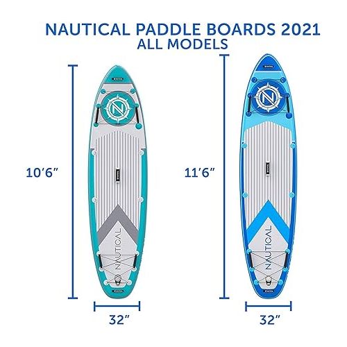  iROCKER Nautical Inflatable Stand-Up Paddleboard for Adults and Kids Portable SUP Board for Fun on The Lake Ocean River with Accessory attachments