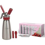 iSi Gourmet Brushed Stainless Steel Pint Whipped Cream Dispenser with Sparkwhip 24 Pack N2O Cream Chargers