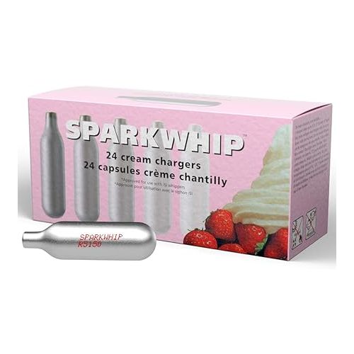  iSi Gourmet Brushed Stainless Steel Pint Whipped Cream Dispenser with Sparkwhip 24 Pack N2O Cream Chargers