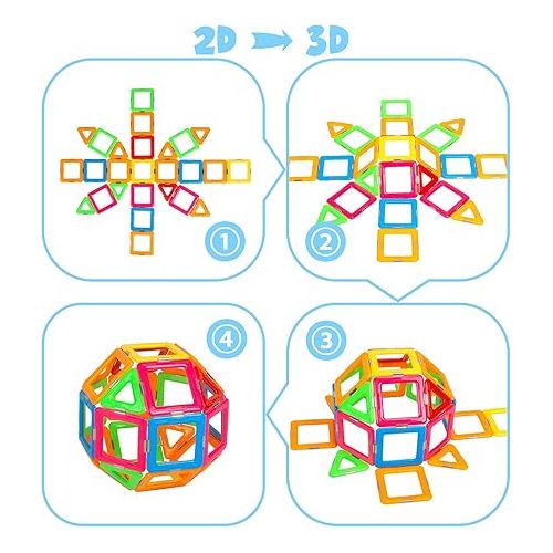  idoot 68pcs Compatible Magnetic Tiles Building Blocks STEM Toys for 3+ Year Old Boys and Girls Learning by Playing Montessori Toys Building Magnets Toys for Kids
