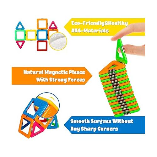  idoot 68pcs Compatible Magnetic Tiles Building Blocks STEM Toys for 3+ Year Old Boys and Girls Learning by Playing Montessori Toys Building Magnets Toys for Kids