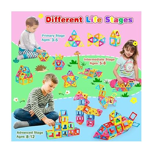  idoot Magnetic Tiles STEM Sensory Building Toys for 3+ Year Old Girls Boys Preschool Classroom Must Haves Educational Toddler Game