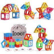 idoot Magnetic Tiles Blocks Building Toys for Kids, Magnet STEM Toys for 3+ Year Old Boys and Girls Learning by Playing Set Christmas Birthday Gifts with Storage Bags