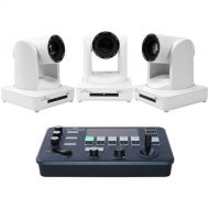 ikan OTTICA 3 x NDI|HX 20x PTZ Cameras and V2 IP Controller Bundle (White)