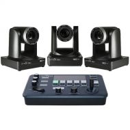 ikan OTTICA 3 x NDI|HX 30x PTZ Cameras and V2 IP Controller Bundle (Black)