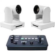 ikan OTTICA 2 x NDI|HX 20x PTZ Cameras and V2 IP Controller Bundle (White)