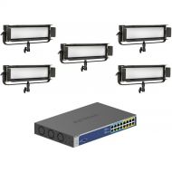 ikan Lyra LBX8-PoE Bi-Color LED Light Panel (Unmanaged Switch 5-Light Kit)