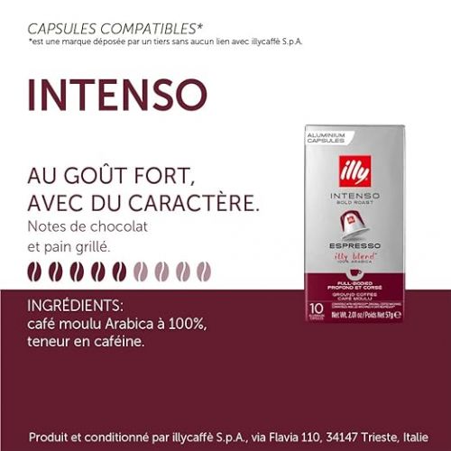 일리 illy Espresso Intenso Coffee, Classic Roast (Medium Roast) (100-Count single serve capsules, compatible with Nespresso Original Line System coffee machines)