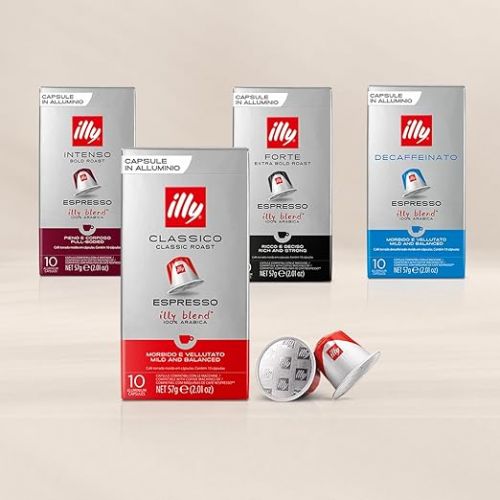 일리 illy Espresso Intenso Coffee, Classic Roast (Medium Roast) (100-Count single serve capsules, compatible with Nespresso Original Line System coffee machines)