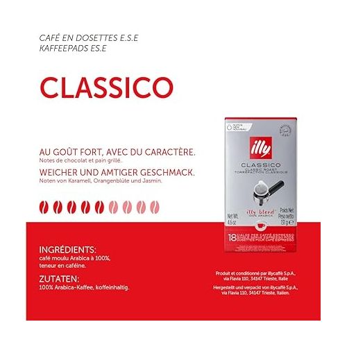 일리 illy E.S.E. Coffee Capsules - Classico Medium Roast, Chocolate & Caramel Notes - 18 Count