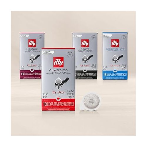 일리 illy E.S.E. Coffee Capsules - Classico Medium Roast, Chocolate & Caramel Notes - 18 Count