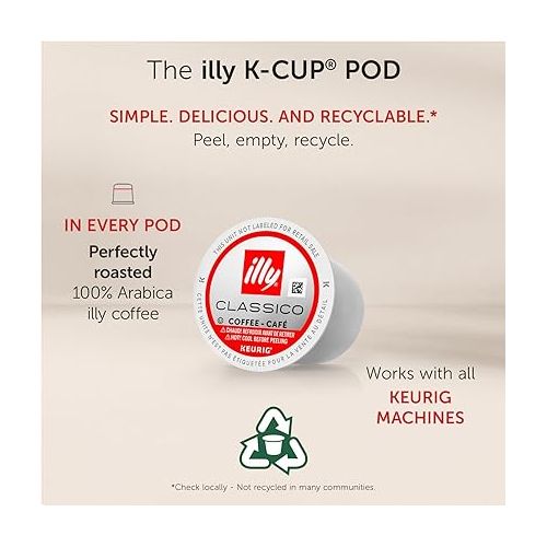 일리 Illy Coffee K Cups - Coffee Pods For Keurig Coffee Maker - Intenso Dark Roast - Notes of Cocoa & Dried Fruit - Bold, Flavorful & Full-Bodied Flavor of Pods Coffee - No Preservatives - 10 Count