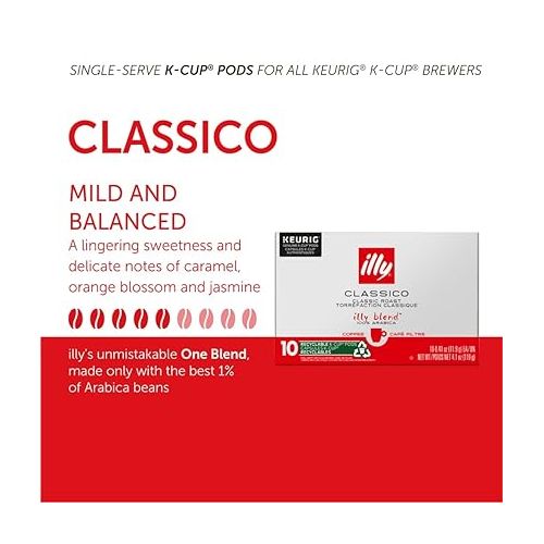 일리 Illy Classico Roast Coffee Pods - Caramel, Orange Blossom & Jasmine Flavors - 10 Count