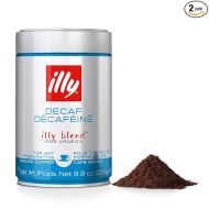 illy Decaffeinated Ground Espresso Coffee, Classic Medium Roast with Notes of Toasted Bread, 100% Arabica Coffee, No Preservatives, 8.8 Ounce Can (Pack of 2)