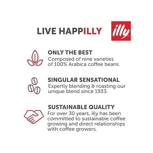 일리 illy Decaffeinated Ground Espresso Coffee, Classic Medium Roast with Notes of Toasted Bread, 100% Arabica Coffee, No Preservatives, 8.8 Ounce Can