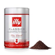 illy Classico Ground Drip Coffee, Medium Roast, Classic Roast with Notes Of Chocolate & Caramel, 100% Arabica Coffee, No Preservatives, 8.8 Ounce (Pack of 1)