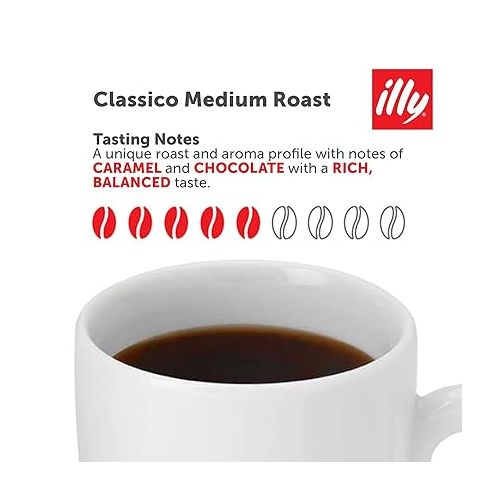 일리 illy Classico Ground Drip Coffee, Medium Roast, Classic Roast with Notes Of Chocolate & Caramel, 100% Arabica Coffee, No Preservatives, 8.8 Ounce (Pack of 1)