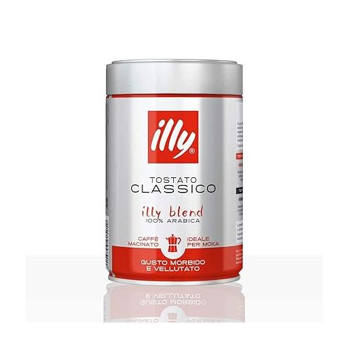 일리 Illy Ground Moka Medium Roast, 8.8-Ounce Cans (Pack of 2)