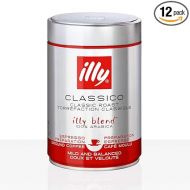 illy Coffee, Classico Ground Coffee, Medium Roast, 100% Arabica Coffee, 250g -12 cans
