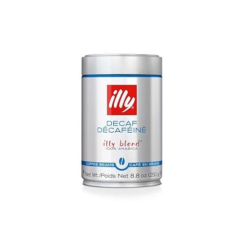 일리 illy Italian Whole Bean Decaffeinated Coffee, One Can, 8.8-ounces