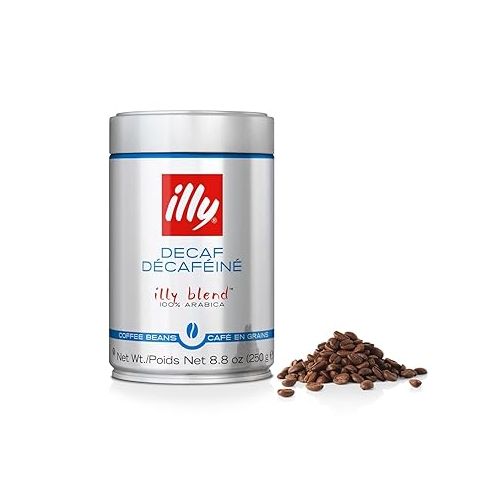 일리 illy Italian Whole Bean Decaffeinated Coffee, One Can, 8.8-ounces