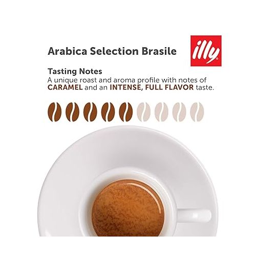 일리 illy Coffee Arabica Selection Brasile Espresso Capsules (21 Count) and Lungo Medium Roast Espresso Pod (21 Count)