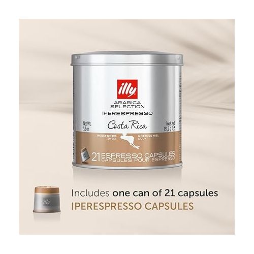 일리 illy Coffee, Arabica Selection Costa Rica Espresso Capsules, Single Origin, For Brewing with iperEspresso Capsule Machines, 21 Count (Pack of 1)