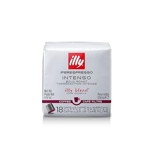 일리 illy Coffee iperEspresso Capsules - Single-Serve Coffee Capsules & Pods - Single Origin Coffee Pods - Intenso Dark Roast with Notes of Cocoa & Fruit - For iperEspresso Capsule Machines - 18 Count