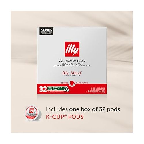 일리 Illy Classico Roast Coffee Pods for Keurig - Caramel, Orange Blossom & Jasmine Flavors - 32 Count