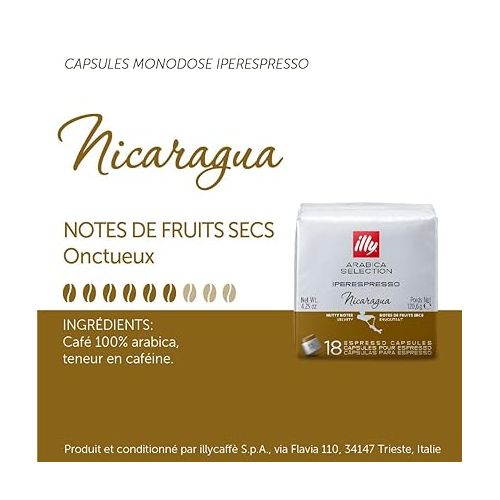 일리 illy Nicaragua Tostato Iperespresso Coffee Capsules, 6 Packs of 18 Capsules, Total 108 Capsules