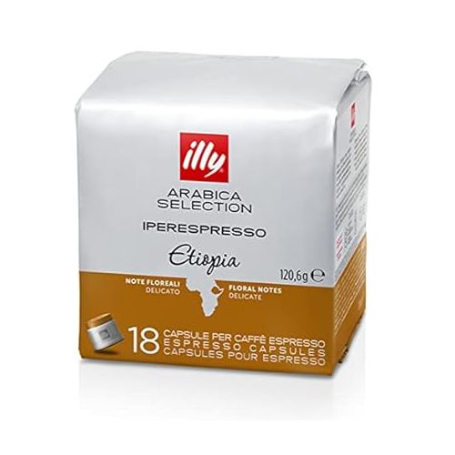 일리 illy Coffee, Arabica Selection Etiopia Espresso Capsules, Single Origin, For Brewing with iperEspresso Capsule Machines, 18 Count (Pack of 1)